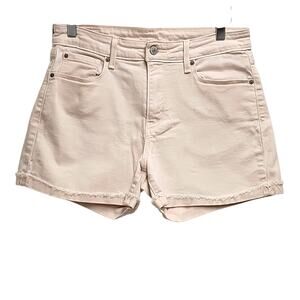 Signature Levi Strauss Short Shorts Cream 5 Pocket Zip and Button Closure Size 6